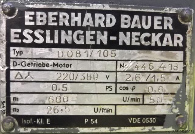 Tandwielmotor 0,37 kW 26,5 tpm Bauer D081/105