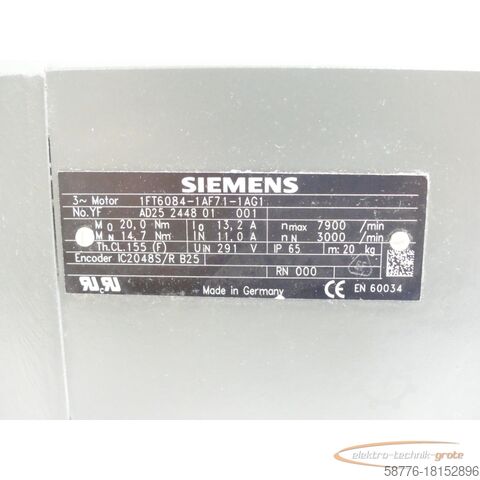 Besturingsunit Siemens 1FT6084-1AF71-1AG1 SN:YFAD25244801001 - ! -