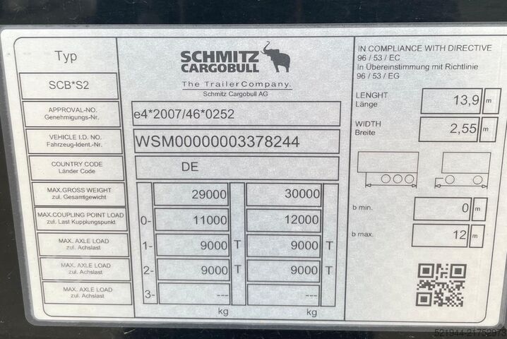 Semirimorchio con telone Schmitz Cargobull SCB S2 SCS 18/1-13.62 Curtainsider