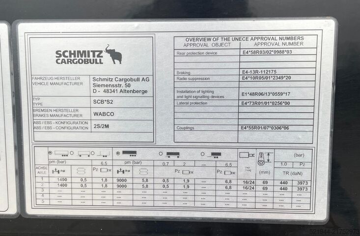 Semirimorchio con telone Schmitz Cargobull SCB S2 SCS 18/1-13.62 Curtainsider