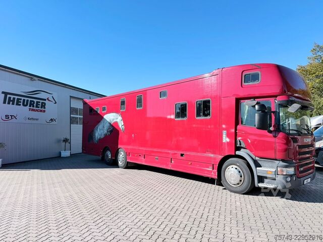 Camião para gado SCANIA P320 EHC Aufbau 6-7 Pferde Wohnung