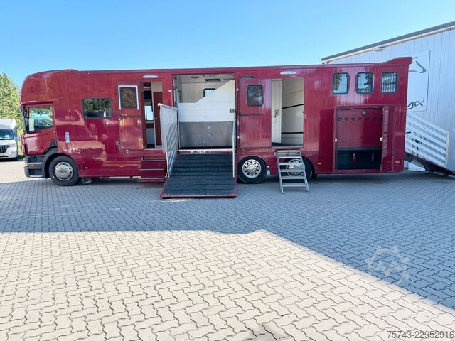 Camião para gado SCANIA P320 EHC Aufbau 6-7 Pferde Wohnung