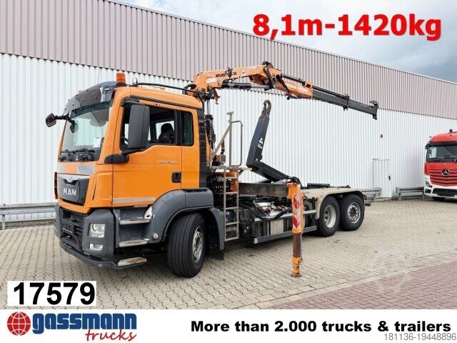 Haakarm vrachtwagen MAN TGS 28.440 6x2-4 BL, Lenk-/Liftachse, Kran Atlas