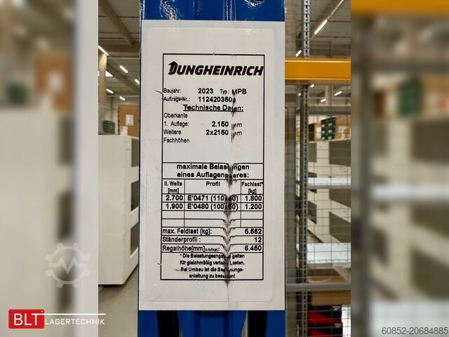 Zware plank 75,6 lfm Jungheinrich MPB Palettenregale H:645cm 1800kg Fachlast Schwerlastregale