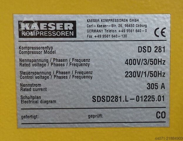 Κοχλιοφόρος συμπιεστής DSD281 Kaeser DSD281