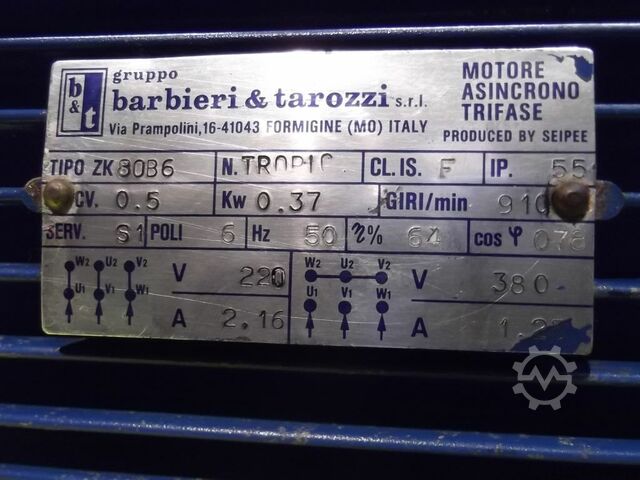 Tandwielmotor 0,37 kW 14 tpm B&T ZK80B6