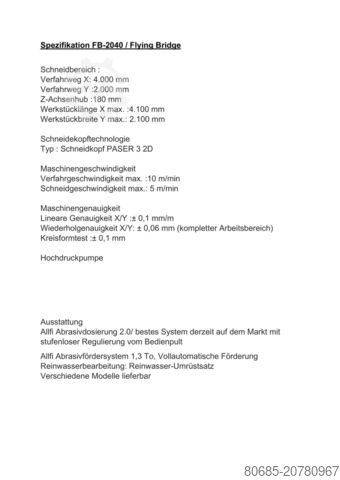 Su jeti kesim makinesi Dardi International /  FB-2040 Neu FB-2040 ESA / IGEMS/KEYENCE/Allfi