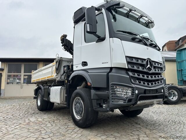 Dreiseitenkipper LKW mercedes-benz 1833 AK 4x4 Arocs Hiab Kran Funk AHK
