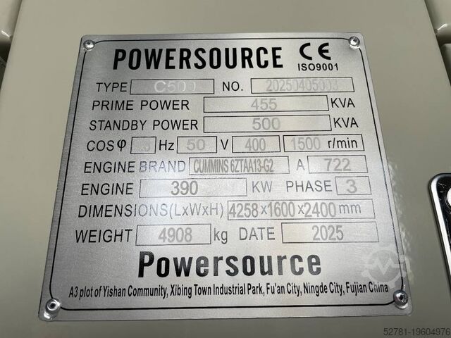 Generator set Cummins 6ZTAA13-G4 - 500 kVA Generator - DPX-19845