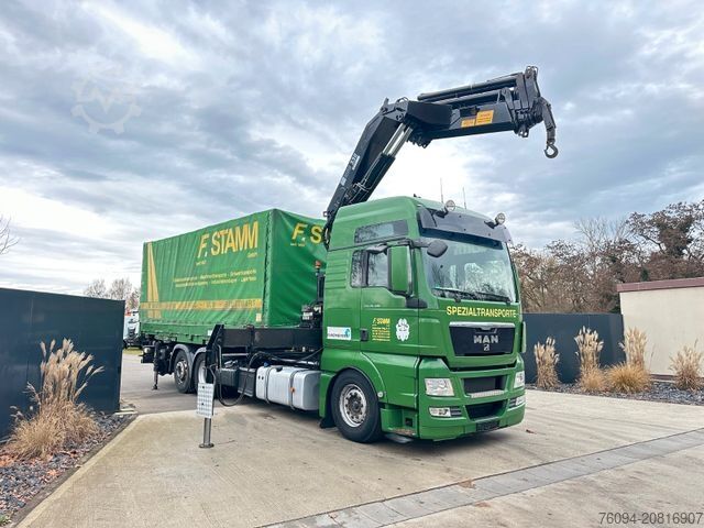 Felépítménycserélő teherautó MAN TGS 26.480 Kran 25m, Wechselpritsche , Container