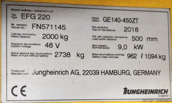 Electric – 3 roți Jungheinrich EFG 220