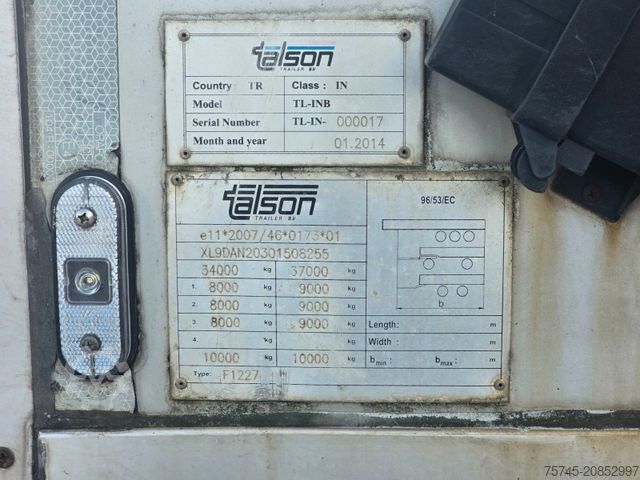 Semi-remorque frigorifique TALSON F1227 * THERMOKING SLXe 400 * MEGA *