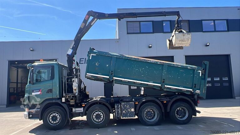 Tipper with crane Scania G 380 (EURO 5 / BIG HUB / STEEL SUSP. / HMF 164...