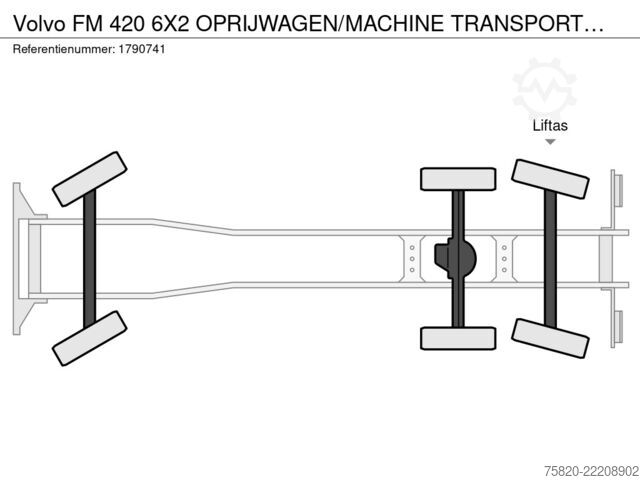 Autotransporter Volvo FM 420 6X2 OPRIJWAGEN/MACHINE TRANSPORTER/PLATEAU/
