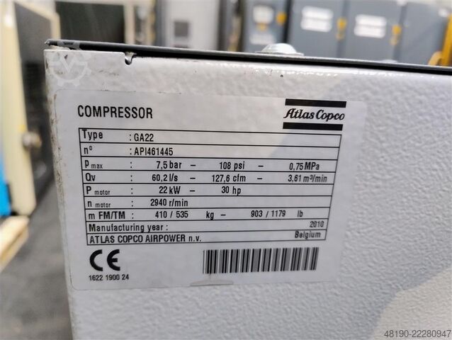 Skruekompressor Atlas Copco GA22