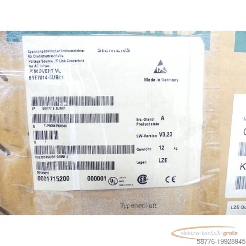 Komponente Siemens 6SE7014-5UB61 Wechselrichtergerät  SN:T-P90647500046 - ! -