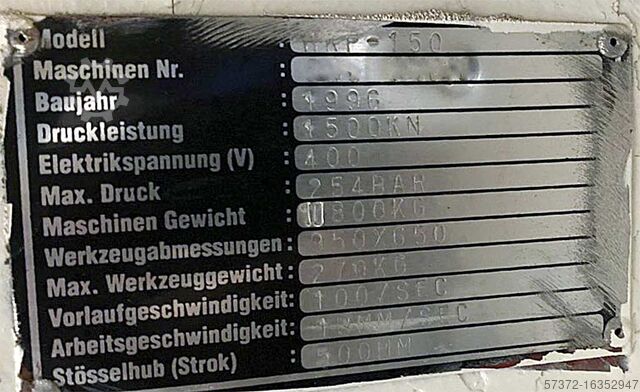 Hydraulic Frame Press Knuth HRP-150