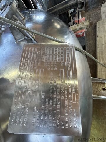 5.957 λίτρα, 3 bar/πλήρες κενό εσωτερικά, 6 bar/πλήρες κενό μανδύα, κατακόρυφος αντιδραστήρας από αν  5,957 Litre