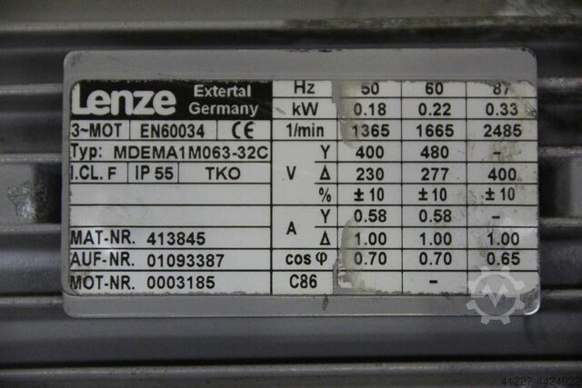 Tandwielmotor 0,18 kW 174 tpm Lenze GST03-2 M VBR 063C32