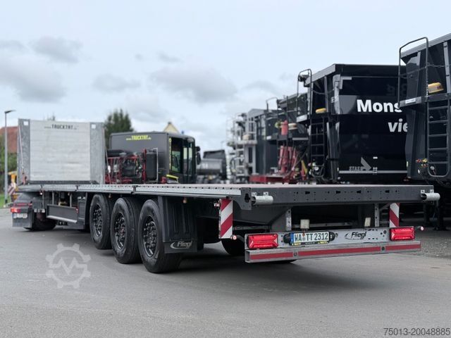 Munkaállvány félpótkocsi FLIEGL Plateau SDS 390, Überbreite-Paket, Liftachse