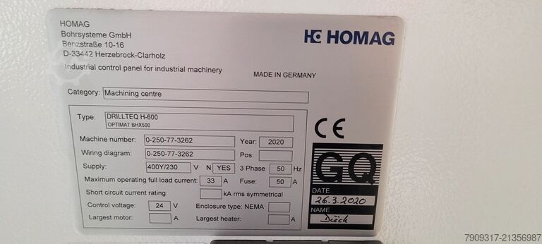 Vícevřetenová vrtačka Homag Drillteq H-600