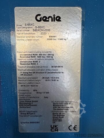 Telescopic Boom Genie S-65 XC