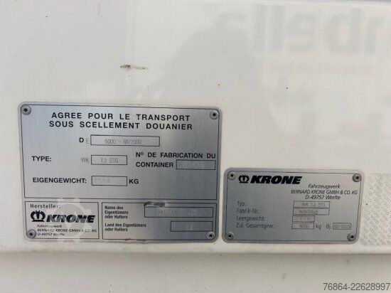 Reboque de chassis intercambiável KRONE DRYBOX KOFFER WK 7.3 STG MEHRERE EINHEITEN VERFüGBAR 7,45 METER GESAMTLäNGE
