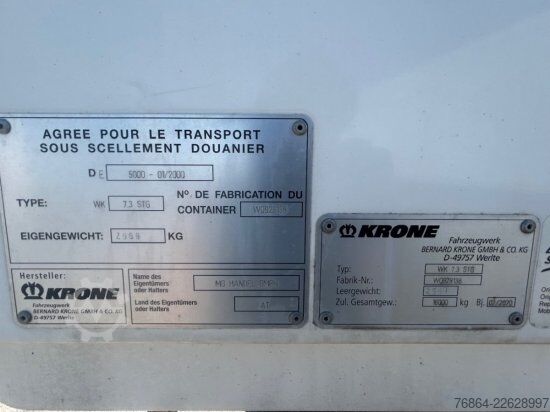 Reboque de chassis intercambiável KRONE DRYBOX KOFFER WK 7.3 STG MEHRERE EINHEITEN VERFüGBAR 7,45 METER GESAMTLäNGE