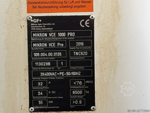 3-assig verticaal bewerkingscentrum Mikron VCE 1000 Pro