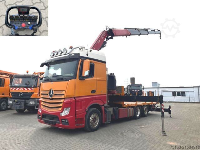 Flatbed truck MERCEDES-BENZ Actros neu 2558 L 6x2 Pritsche Kran Fassi 445 45