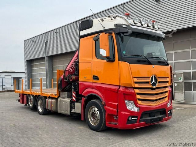 Flatbed truck MERCEDES-BENZ Actros neu 2558 L 6x2 Pritsche Kran Fassi 445 45