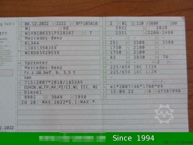 Panelvan MERCEDES-BENZ Sprinter 315 CDI KA L2/H1/AUT/MBUX/KAM/DISTRON