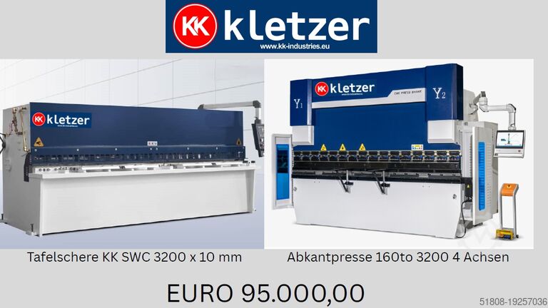 Hydraulische guillotinescharen Zwenksnede KK Kletzer Schwingschnitt-Tafelschere SWC 3200 x 10 mm & CNC