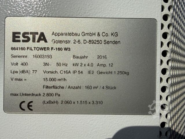 Filtrační věž ESTA Filtower F-160 W3 ESTA Filtower F-160 W3