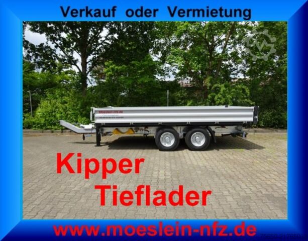 Tipper trailer Möslein TTD11 weiß  neuer Tandem 3- Seitenkipper Tieflader-- Neufahrzeug --