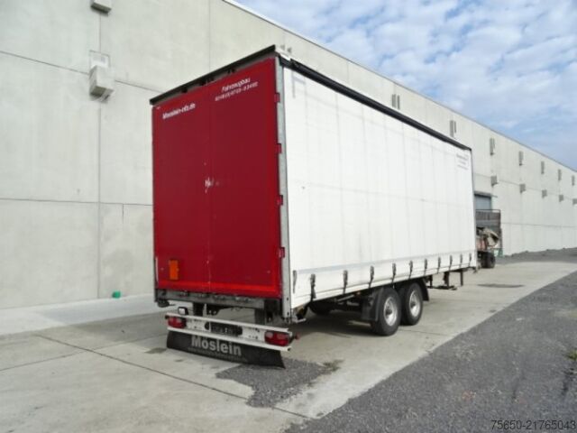 Open trailer with tarp Möslein TP 11 Schwebheim  Tandem- Schiebeplanenanhänger zum Durchladen