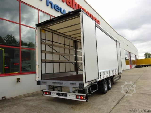 Open trailer with tarp Möslein TPW 105 D Schwebheim  Tandem- Planenanhänger Durchladen