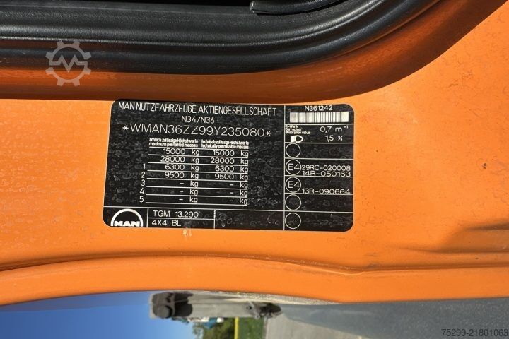 Τρίπλευρο ανατρεπόμενο φορτηγό MAN TGM 13.290 4x4 Kipper Kommunal / Swiss-Vehicle