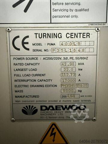 CNC lathe DOOSAN PUMA 400 LB