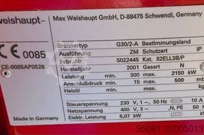 Brûleur à gaz Weishaupt G30/2-A /// 2300 kw. Weishaupt G30/2-A /// 2150kw