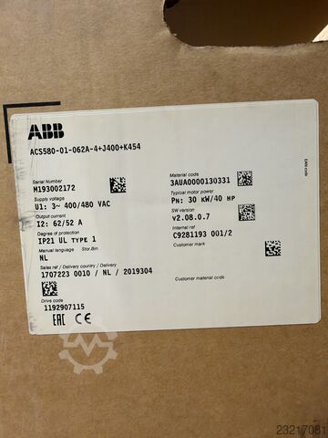 DRIVE ABB ACS580-01-062A-4 Industrial Frequency Inverter – 30 kW – NEW