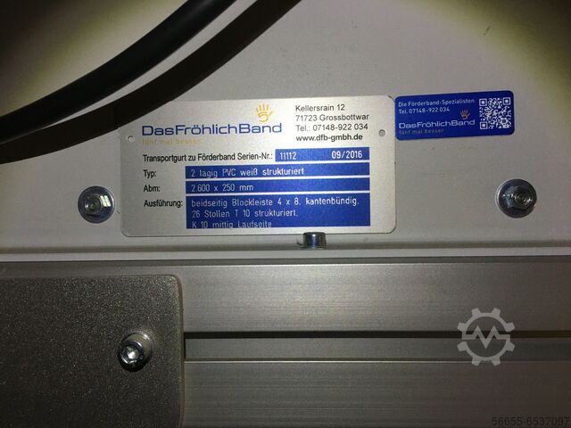 Šikmý pásový dopravník Šikmý pásový dopravník Das Frölichband 2 Lagig PVC weiß strukturiert