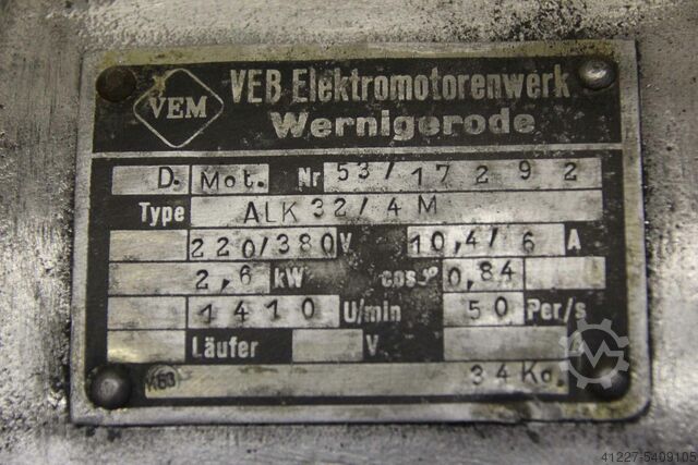 Electric motor 2.6 kW 1410 Rpm VEM ALK 37/4M