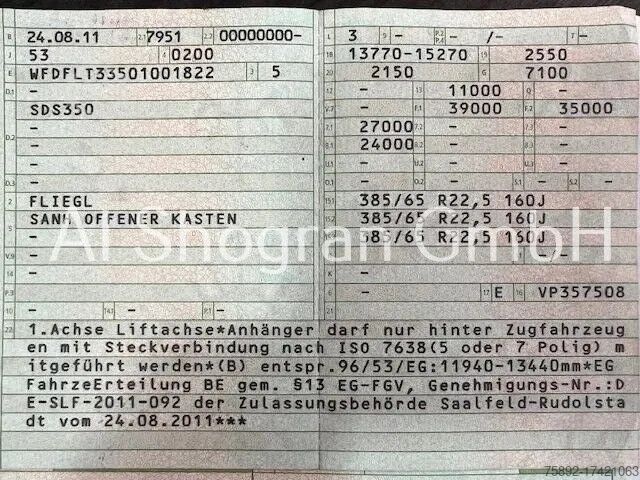 Laadplatform Fliegl BPW/Lenk + Liftachse /Verlängerbar