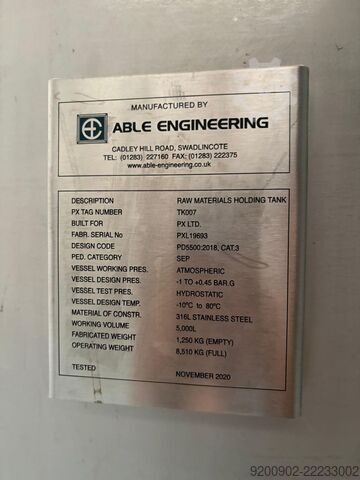 Rezervoar pod pritiskom od nerđajućeg čelika Able Engineering 