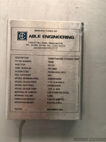 Rezervoar pod pritiskom od nerđajućeg čelika Able Engineering 