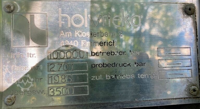 Tanque de armazenamento de 100.000 litros feito de V2A com flange agitadora lateral Holvrieka K0133