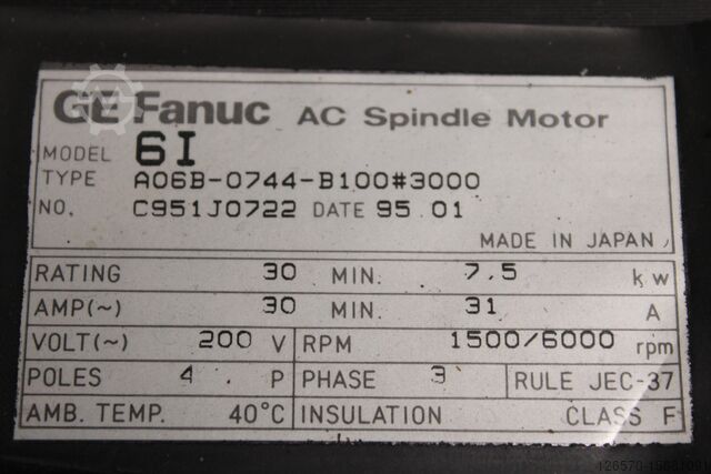 Motor elétrico do fuso GE FANUC A06B-0744-B100
