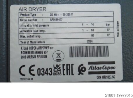 Compresor de tornillo Atlas Copco sf22+ Scroll + CD45+ droger set