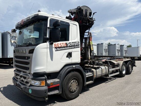 Tippbil SCANIA G480 6X2 ABROLLER MIT KRAN  ,RETARDER, EURO 5, SCHROTTGREIFER